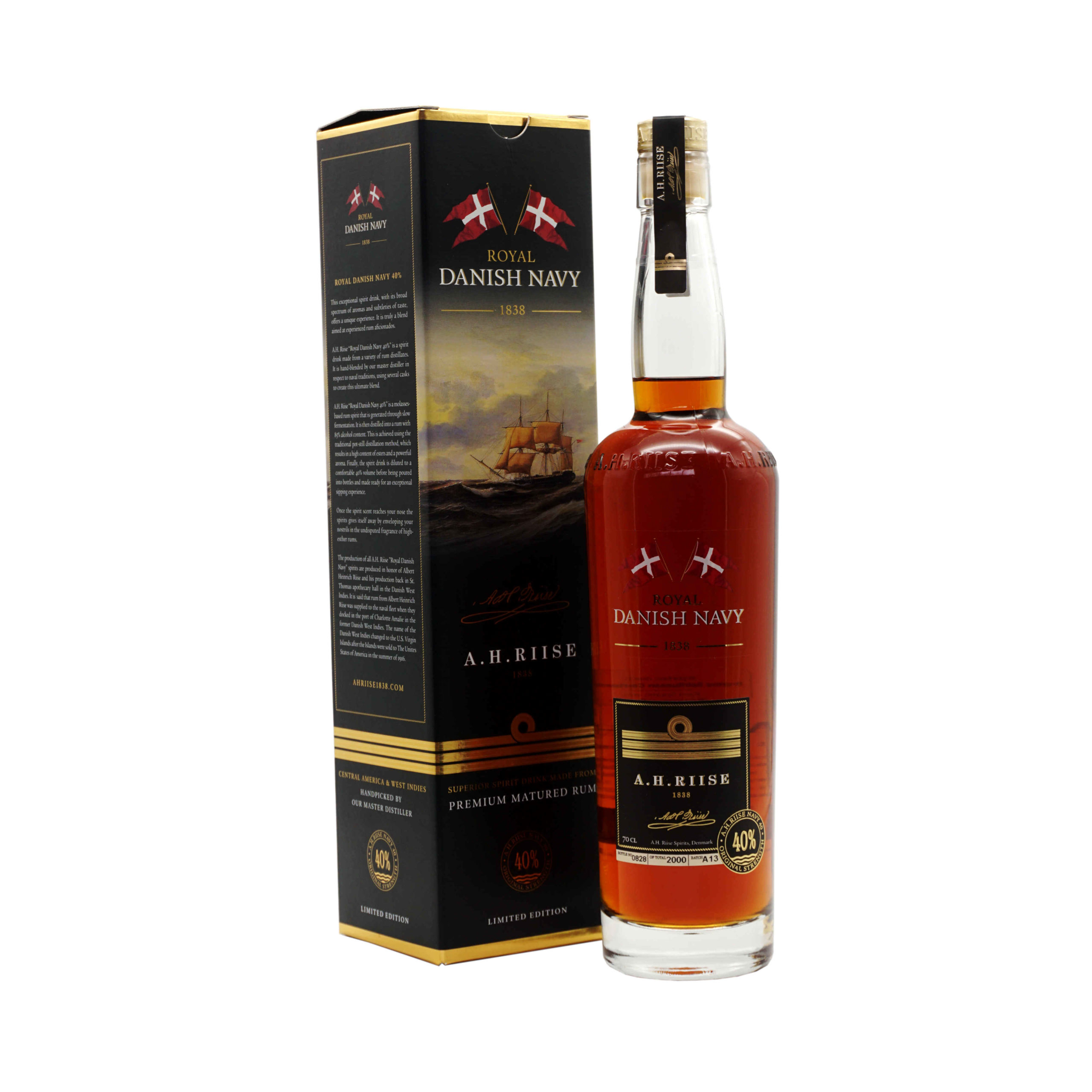AH Riise Danish Navy 40% Flasche Karton